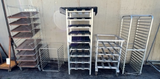 LOT OF RESTAURANT ROLLING RACKS (5)