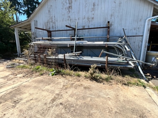 STEEL MATERIAL RACK AND CONTENTS