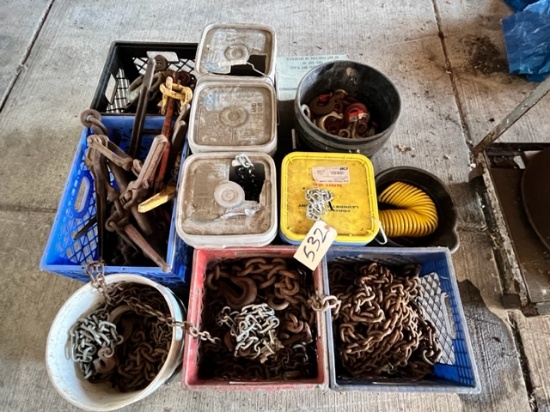 PALLET OF CHAIN - CHAIN BINDERS AND HOOKS