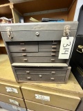 SMALL KENNEDY TOP AND BOTTOM BENCH TOP TOOL BOX AND CONTENTS