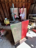 ROLLING CART WITH (2) OIL TANKS WITH MANUAL PUMPS