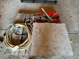 PALLET OF EXTENSION CORDS - COME ALONGS AND PIPE BENDER