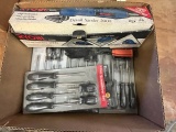 BOX OF TOOLS - SCREW DRIVERS - RYOBI SANDER