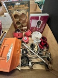 BOX WITH VARIOUS HOLE SAW KITS - BLADES AND MORE