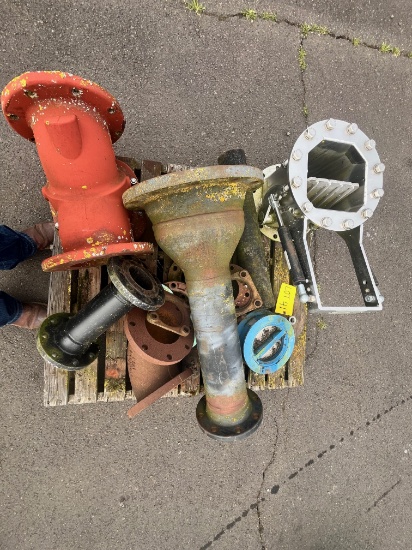 Miscellaneous pipe, collars, elbow, and large stainless steel valve