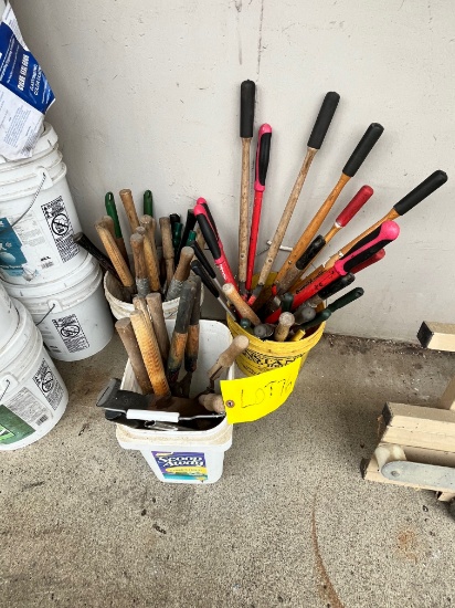 Three buckets of garden loppers