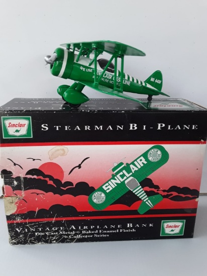 Sinclair Stearman BI Plane Vintage Die Cast Metal Airplane