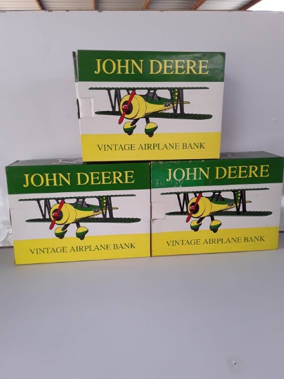 (3) John Deere Vintage Airplane Bank