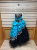 P.C Mary's 4236TQ Black Turquoise Dress, Size 8