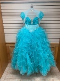 Mori Lee 88043 Aqua Teal Dress, Size 12