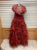 P.C Mary's 4Q678 Dark Red Dress, Size 10