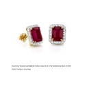 STUNNING WOMENS SOLID 14K YELLOW GOLD 0.18 CTW 42 DIAMONDS 5.0 CTW RUBY DESIGNER EARRINGS