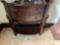 half round solid wood dark stain two drawer cabinets