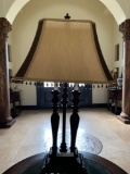 Decorative dark brown wood stain lamp