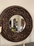 decorative rustic bronze rounded mirror