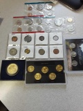 Assorted Coins, Lexington Concord Coin, 2003 Gold Set Quarters, Mint Sets, Nickels, Foreign Coins