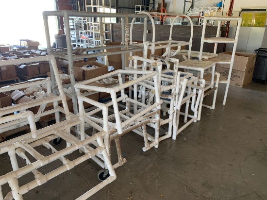 Group of PVC Tables, Shelves, Carts