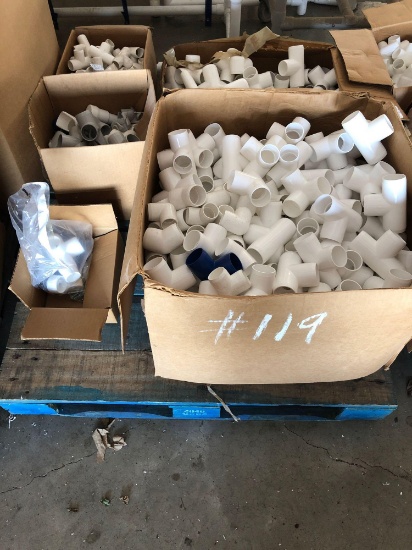 Pallet with Boxes of White PVC Couplings