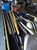 Group of Garden Tools, Extension Cord, Gas Containers, Saws, Shovels