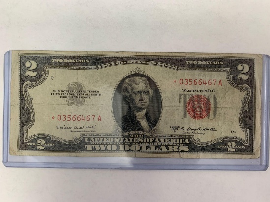 1953 star note $2 dollar bill red seal