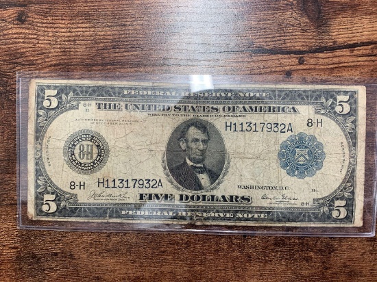 1914 FIVE DOLLAR LARGE NOTE FROM ST.LOUIS