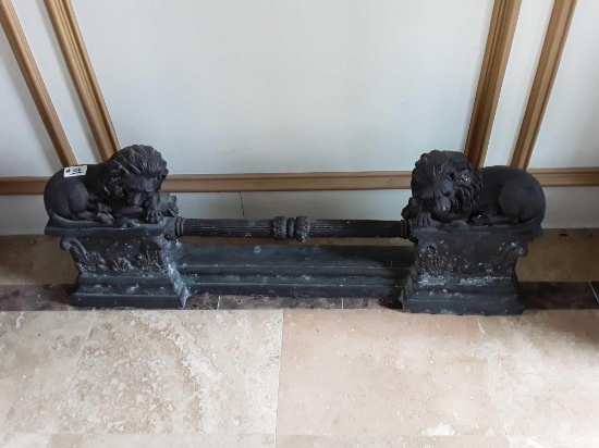 2 Lions On Columns Statue (17" Tall & 43" Long)