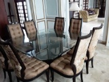 Monaco Dinner Table w/Glass Top & 8 Monaco Chairs (Table 72