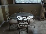 Merlot (Leaf & Grape) Round Metal Table w/Glass Top & 4 Chairs (48