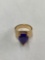 Women's silver gold plated ring w/ purple stone