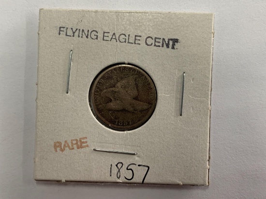 1891 Seated Liberty Dime, 1857 Flying Eagle Cent, 1864 Two Cent Piece