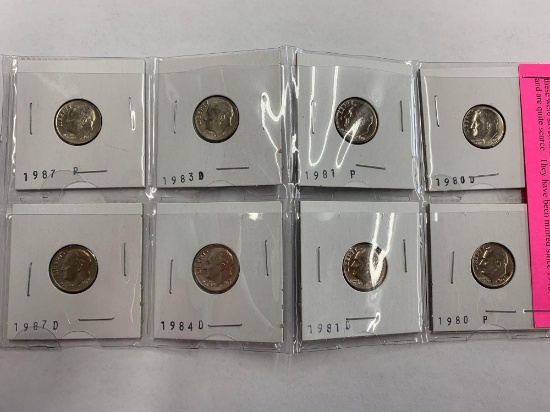 (8) Brilliant Uncirculated Roosevelt Dimes