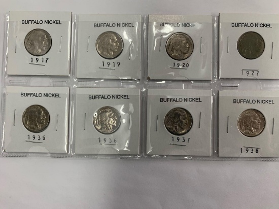 (8) Buffalo Nickel coins