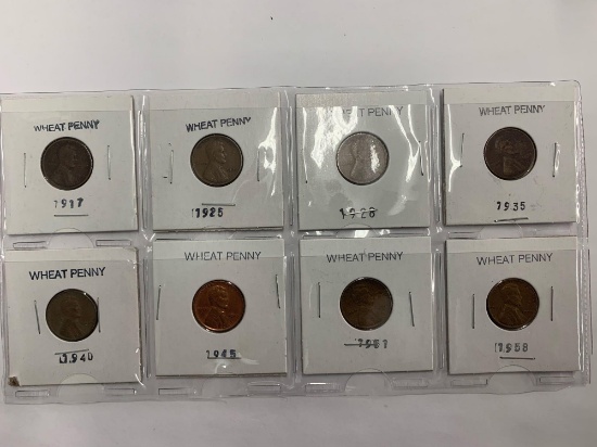 (8) Wheat Penny coins