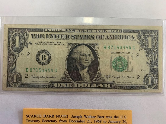 Joseph Barr $1 Note