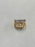 Women's silver ring w/ gold plated design