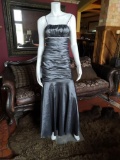 Beautiful shiny gray party dress.Brand: JohnnySize: SmallPrice: $185