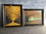 (2) Oil Paintings on Canvas (Yellow Trees, Orange Trees)