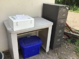 Small Desk, File Cabinet, First Aid Box, Plastic Container with Decor