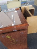 Combo Desks, Wood Furniture, Sand Box, 1 Blue Metal File Box