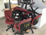Group of Red Office Rolling Chairs