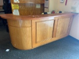Wooden Counter w/ contents, (cash register, misc.)