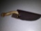Antler Knife Steel Blade w/Brown Leather Holster