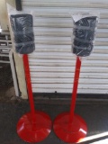 (2) Red Metal Stands w/Hand Soap Dispensers