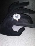 Woman's ''Silver''  Ring w/Big Diamond Stone