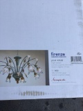 Eight Light Pendant Chandelier Gold-Brown Art Glass By Firenze Collections 120V-G9-25W Xenon