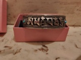 Woman's ''Silver'' Asia Bracelet w/Turquoise Stones, Hand Craft Dragon