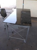 Glass Desk, Rolling Chair, 3-light Lamp
