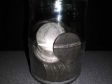 Small Glass Container w/ 71 V-Nickels