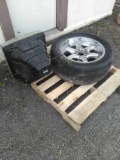 Pallet w/ TV, Rim & Tire ''2 Inch Rim, Size of Tire 285/50 R 20''