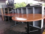 Group of Wood Furniture, Office Rolling Chair, Wood File Cabinets, Round Table, Rectangle Table,